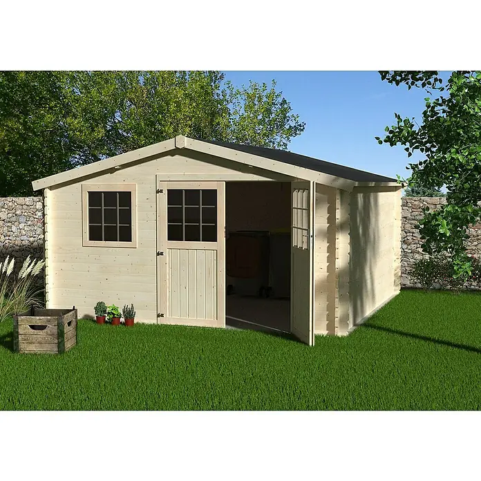 Décor et Jardin Caseta de madera Vallauris - L x An: 414 x 403 cm, Espesor de pared: 34 mm, Blanco - Foto ambiente