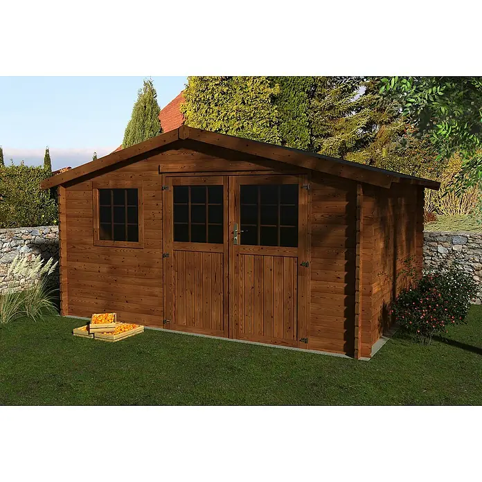 Décor et Jardin Caseta de madera Valerian - L x An: 414 x 303 cm, Pino/abeto, Espesor de pared: 34 mm - Foto ambiente