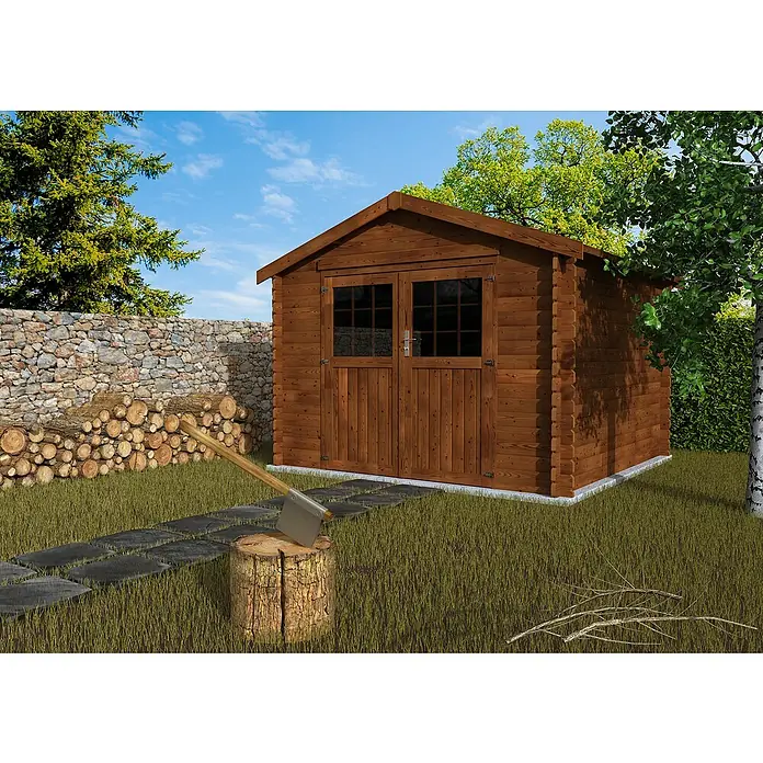 Décor et Jardin Caseta de madera Valodeal - L x An: 317 x 302 cm, Espesor de pared: 34 mm, Marrón - Foto ambiente