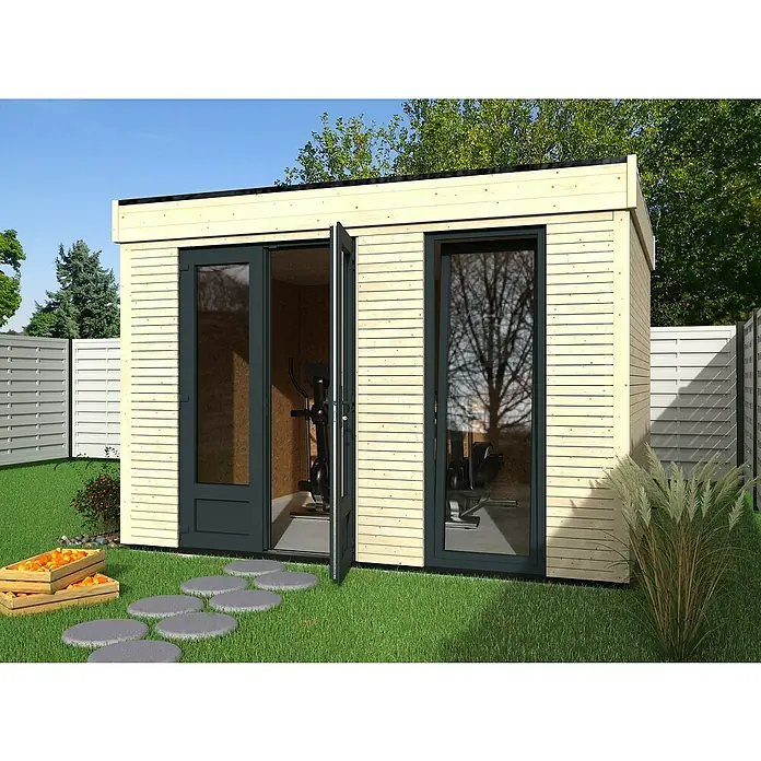 Décor et Jardin Caseta para jardín Decor home 9 - 365 cm, 299 cm, Madera, Antracita, Natural - Foto ambiente
