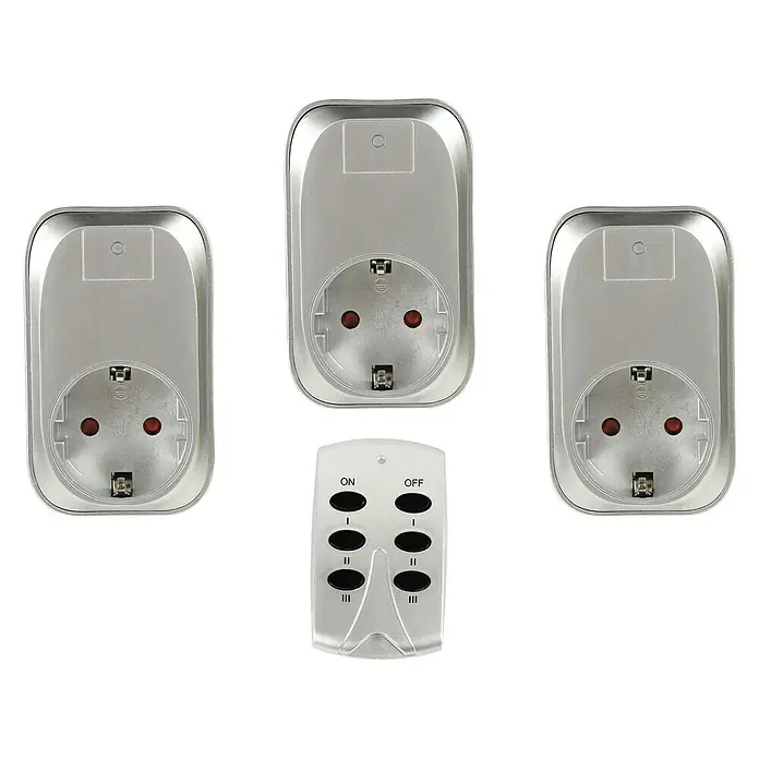 Voltomat Funksteckdosen-Set 3+1 - Silber, 3.680 W - Vorderansicht