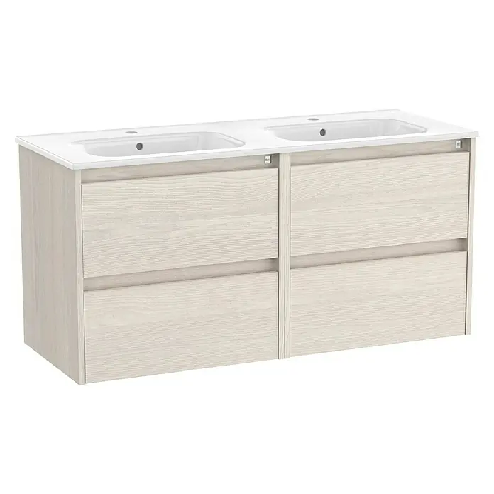 Roca Conjunto de mueble de baño Sagano - 120 cm, 2 piezas, Nordic ash, Mate, 4 cajones - Vista angular
