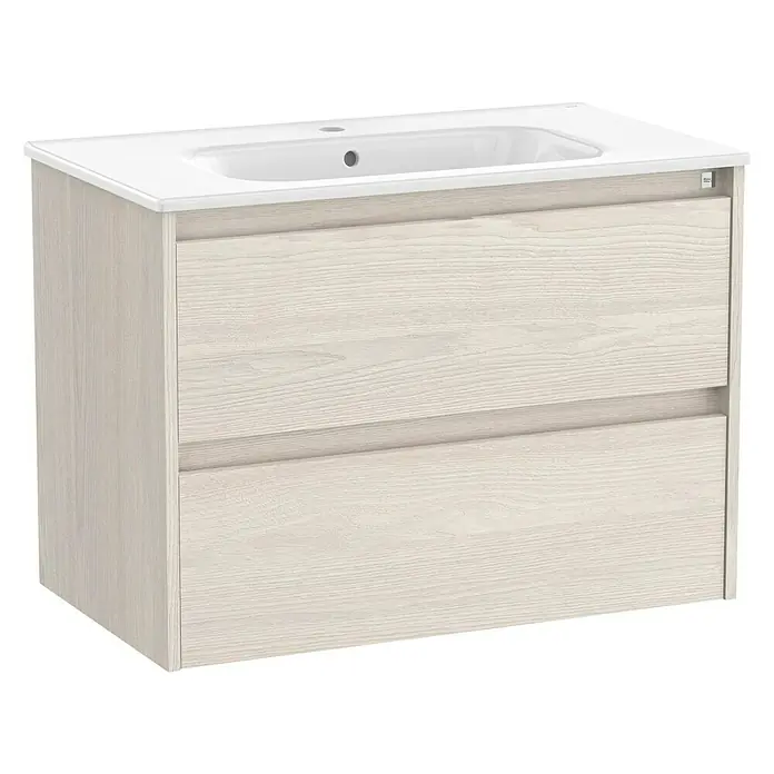 Roca Conjunto de mueble de baño Sagano - 80 cm, 2 piezas, Nordic ash, Mate, 2 cajones - Vista angular