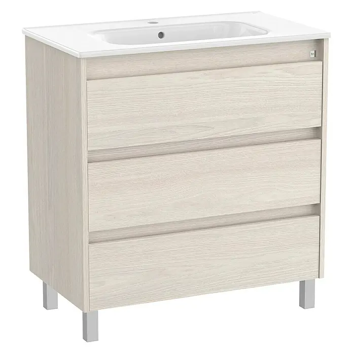 Roca Conjunto de mueble de baño Sagano - 80 cm, 2 piezas, Nordic ash, Mate, 3 cajones - Vista angular