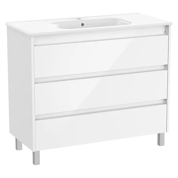 Roca Conjunto de mueble de baño Sagano - 100 cm, 2 piezas, Blanco, Brillo, 3 cajones - Vista angular