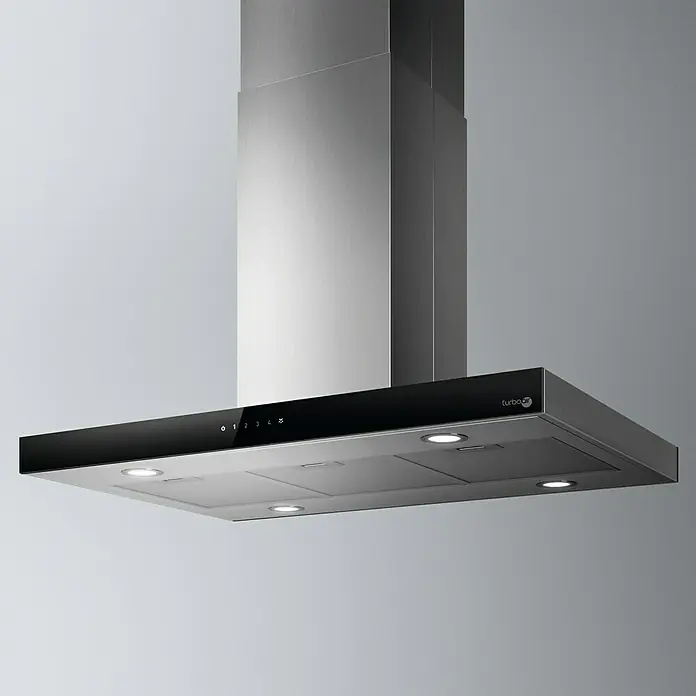Turboair Campana para isla Segno - Ancho: 89,8 cm, Potencia de aire máx.: 713 m³/h, Negro/Acero inoxidable - Foto ambiente