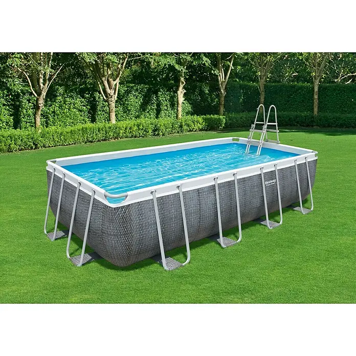 Bestway Frame-Pool-Set Power Steel - 14,812 l, Grau, L x B x H: 549 x 274 x 122 cm - Stimmungsaufnahme
