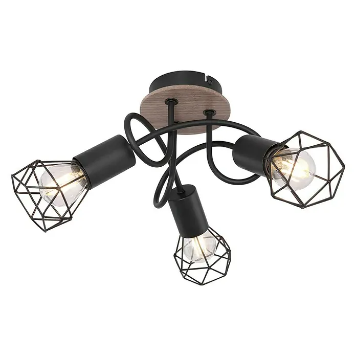 Globo Xara I Deckenstrahler - 40 W, Schwarz, E14, 3 Stk. - Diagonale Ansicht