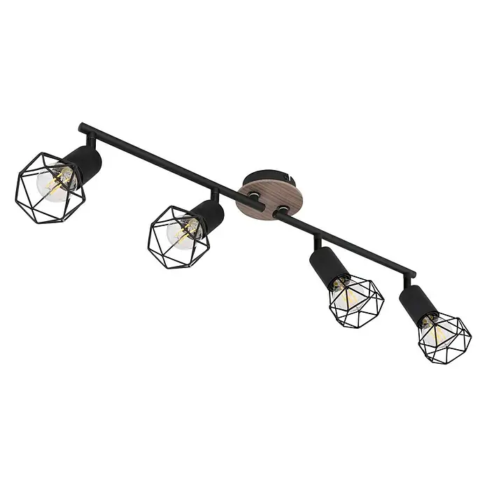 Globo Xara I Deckenstrahler - 40 W, L x B x H: 60 x 10 x 21,5 cm, Schwarz, E14, 4 Stk. - Diagonale Ansicht