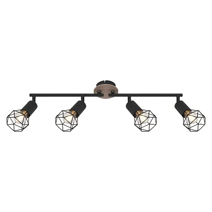 Globo Xara I Deckenstrahler - 40 W, L x B x H: 60 x 10 x 21,5 cm, Schwarz, E14, 4 Stk. - Vorderansicht