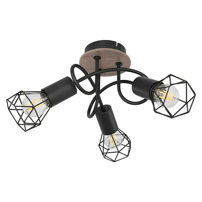 Globo Xara I Deckenstrahler - 40 W, Schwarz, E14, 3 Stk. - Diagonale Ansicht