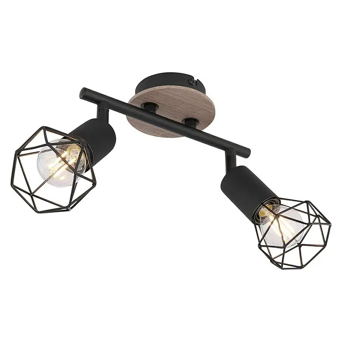 Globo Xara I Deckenstrahler - 40 W, L x B x H: 22 x 10 x 18 cm, Schwarz, E14, 2 Stk. - Diagonale Ansicht