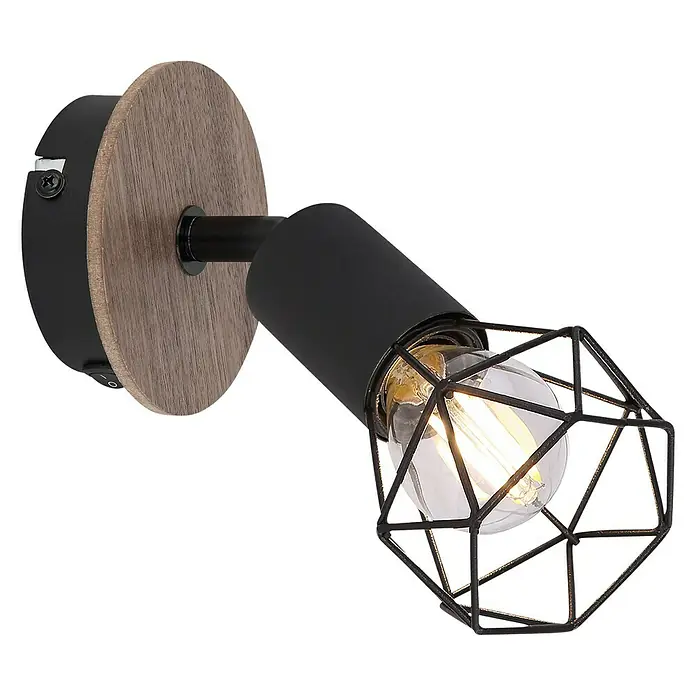 Globo Xara I Deckenstrahler - 40 W, Schwarz, E14, 1 Stk. - Diagonale Ansicht