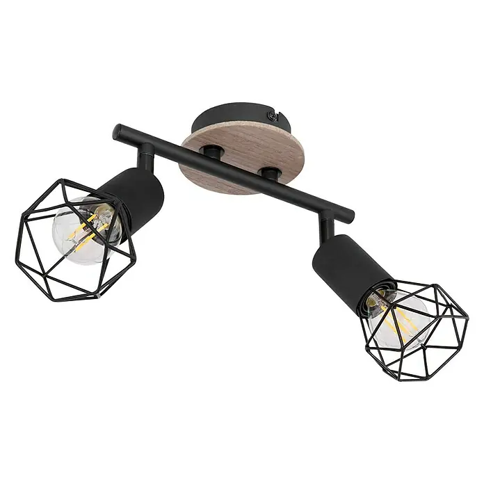 Globo Xara I Deckenstrahler - 40 W, L x B x H: 22 x 10 x 18 cm, Schwarz, E14, 2 Stk. - Diagonale Ansicht