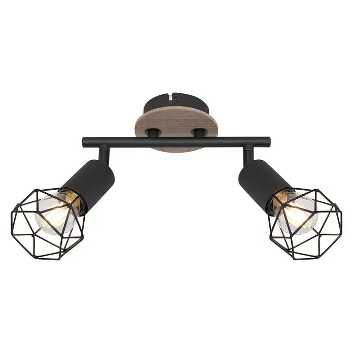 Globo Xara I Deckenstrahler - 40 W, L x B x H: 22 x 10 x 18 cm, Schwarz, E14, 2 Stk. - Diagonale Ansicht