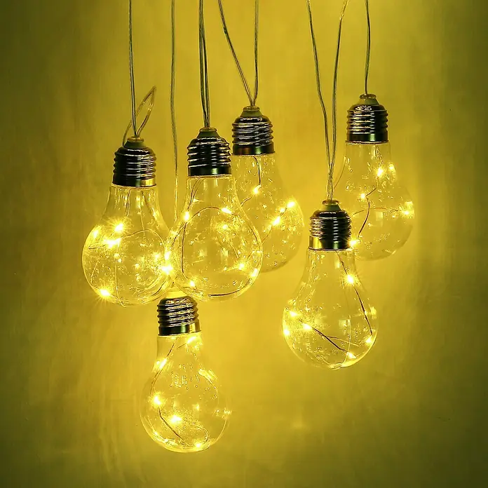 Globo Solar-Lichterkette Bulb - 10 x 0,3 W, Klar - Detailaufnahme