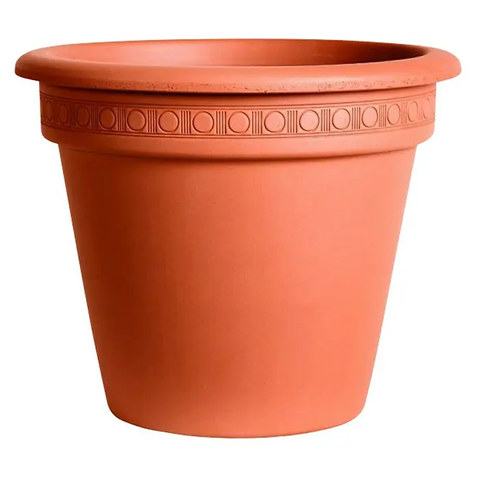 Okrugla tegla za cvijeće Camelia - Maks. vanjski promjer: 37 cm, prirodni materijali, Terakota - Pogled sprijeda