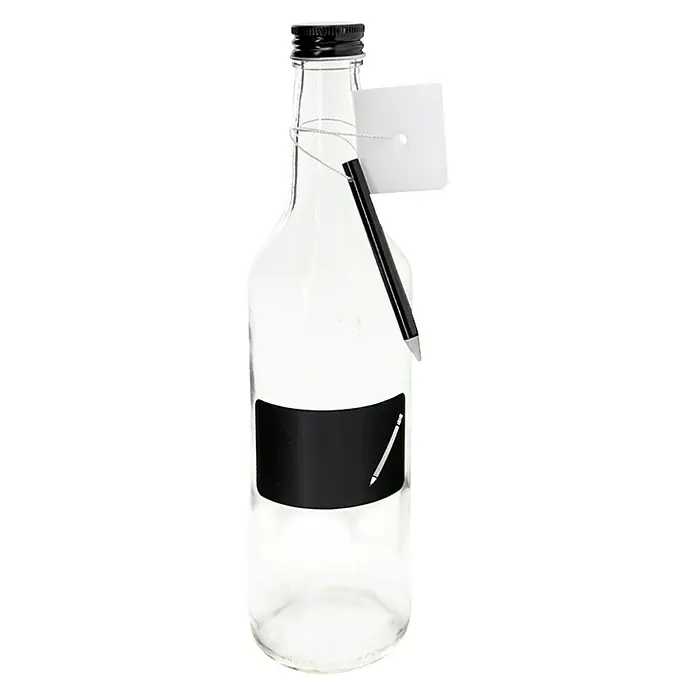 Glasflasche mit Kreidefeld - Füllvermögen: 500 ml - Vorderansicht