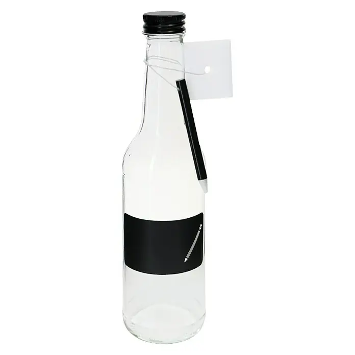 Glasflasche mit Kreidefeld - Füllvermögen: 350 ml - Vorderansicht