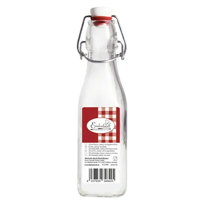 Glasflasche mit Bügelverschluss - Füllvermögen: 250 ml - Vorderansicht