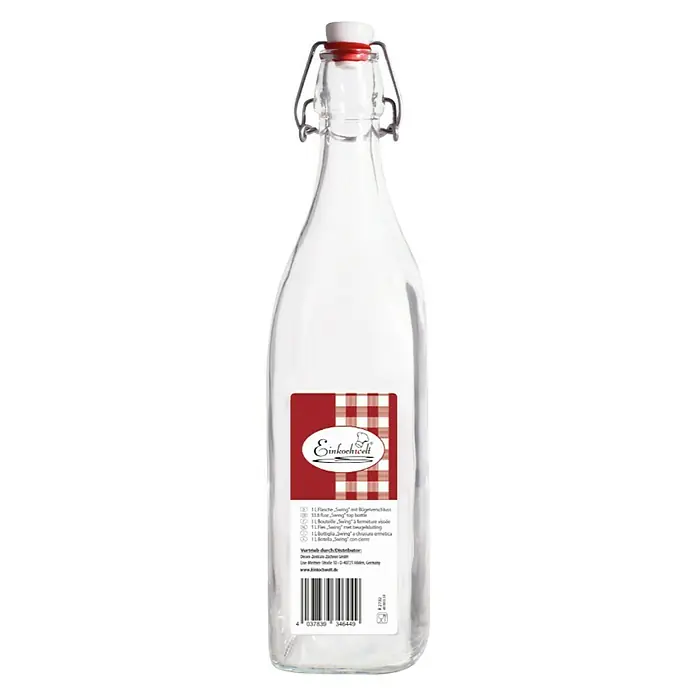 Glasflasche mit Bügelverschluss - Füllvermögen: 1.000 ml - Vorderansicht