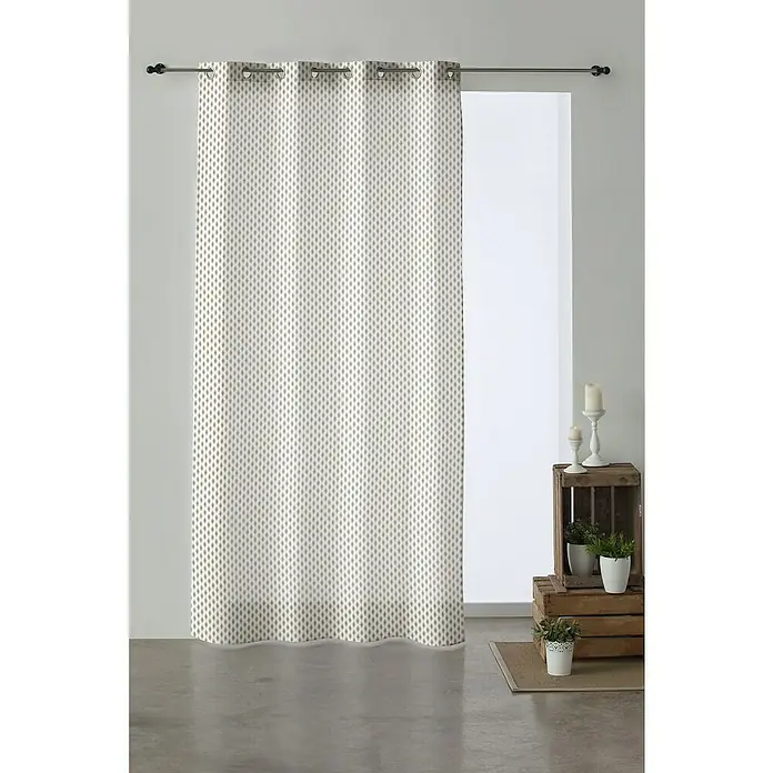 Visillo para ventana Kali - An x Al: 140 x 260 cm, 60% poliéster 40% algodón, Blanco/Verde - Foto ambiente