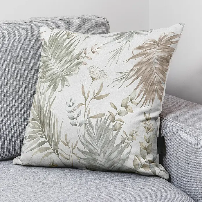 Cojín Hoja Palmera - Verde, 45 x 45 cm, 100% algodón - Foto ambiente