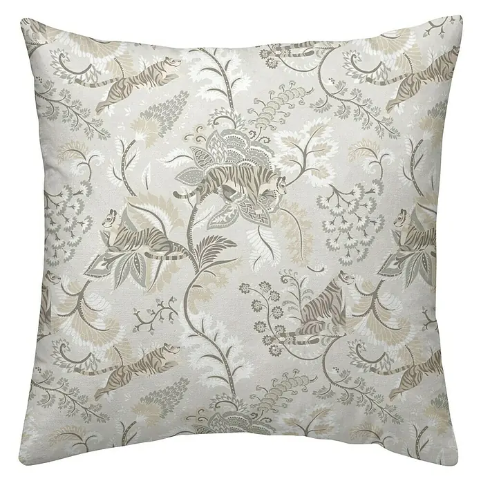 Cojín Tigres & Flores - Verde, 45 x 45 cm, 100% algodón - Vista frontal