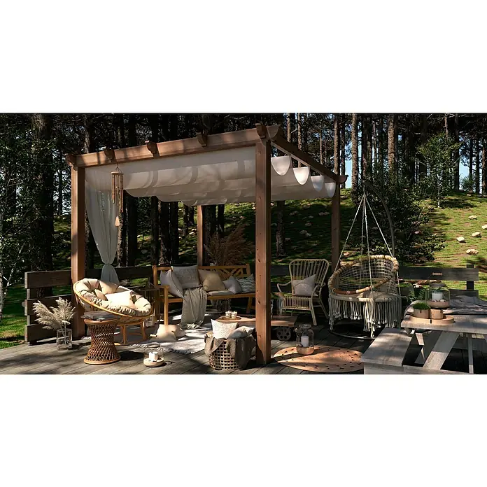Pérgola con toldo corredero Classic - L x An: 300 x 300 cm - Foto ambiente