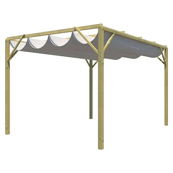 Pérgola con toldo corredero Eco - L x An: 400 x 300 cm, Natural - Vista angular