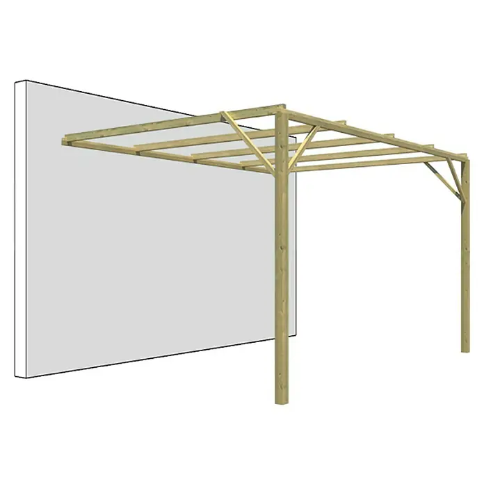 Pérgola adosada Eco - L x An: 400 x 300 cm, Natural - Vista angular