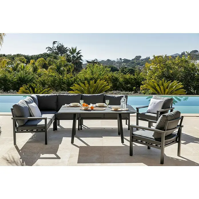 Conjunto de muebles Simona - 7 piezas, Gris oscuro - Foto ambiente