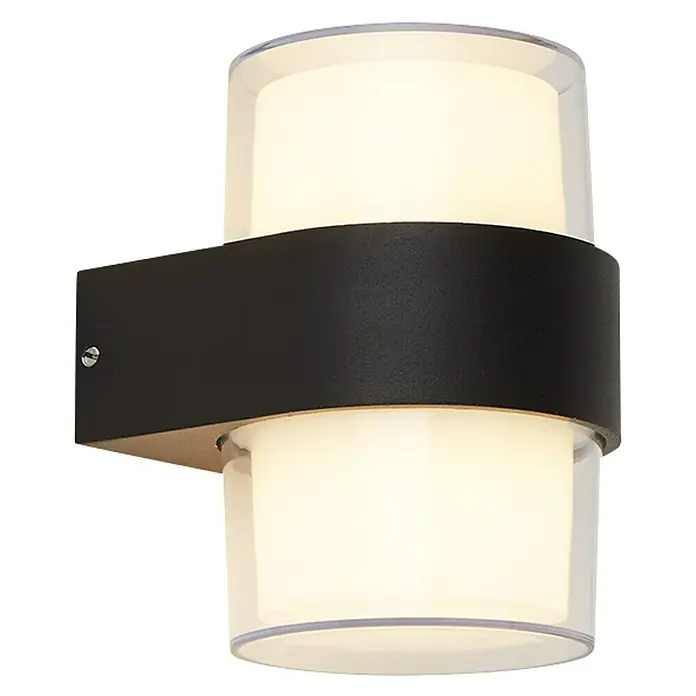 Searchlight Wandlamp voor buiten - 11 x 9,5 x 13,3 cm, Zwart, IP44 - Diagonaal zicht