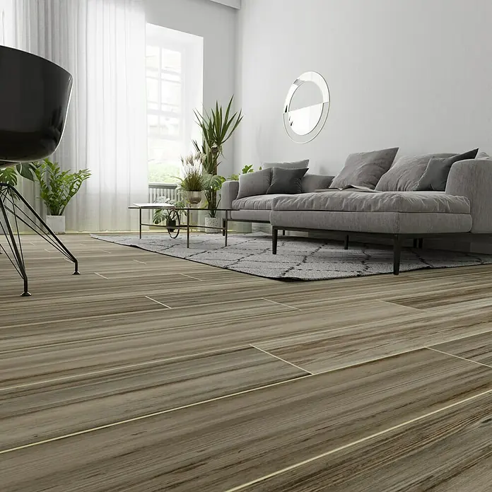Feinsteinzeugfliese Betulla - 20 x 120 cm, Braun, Matt - Stimmungsaufnahme