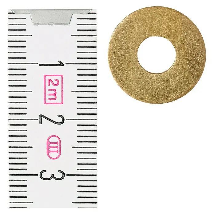 Stabilit Karosseriescheibe - Innendurchmesser: 6,4 mm, Außendurchmesser: 18 mm, Messing, Blank, 12 Stk., DIN 9021 - Draufsicht