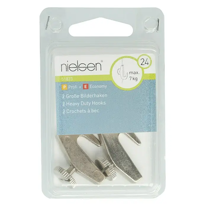 Nielsen Bilderhaken - Belastbarkeit: 7 kg, Metall, Silber, 2 Stk. - Draufsicht