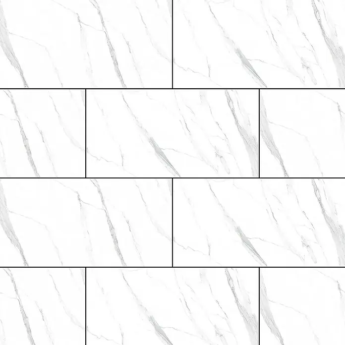 Feinsteinzeugfliese Marmi Statuario - 60 x 120 cm, Weiß, Glänzend - Detailaufnahme