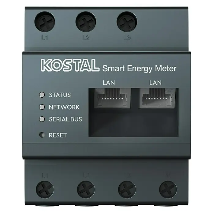 Contador de corriente trifásica Kostal - L x An x Al: 6,5 x 7 x 8,8 cm - Vista frontal