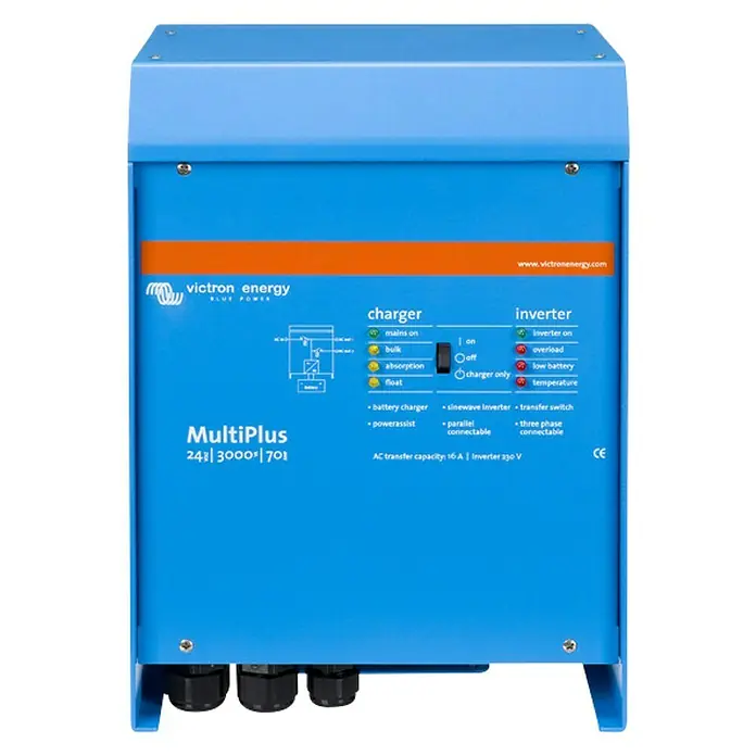 Inversor MultiPlus - 3 kV, 24 V, L x An x Al: 21,8 x 25,8 x 36,23 cm - Vista frontal