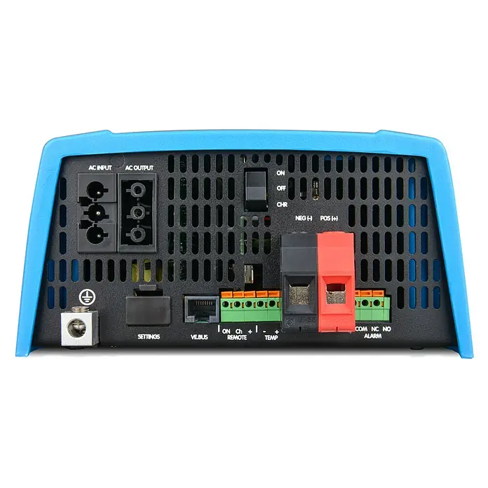 Inversor MultiPlus - 0,8 kV, 12 V, L x An x Al: 11 x 21,4 x 37,5 cm - Vista ascendente