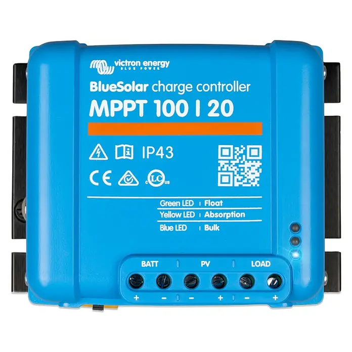 Regulador de carga solar BlueSolar - Regulador MPPT, 100 V, L x An x Al: 6 x 11,3 x 10 cm - Vista frontal