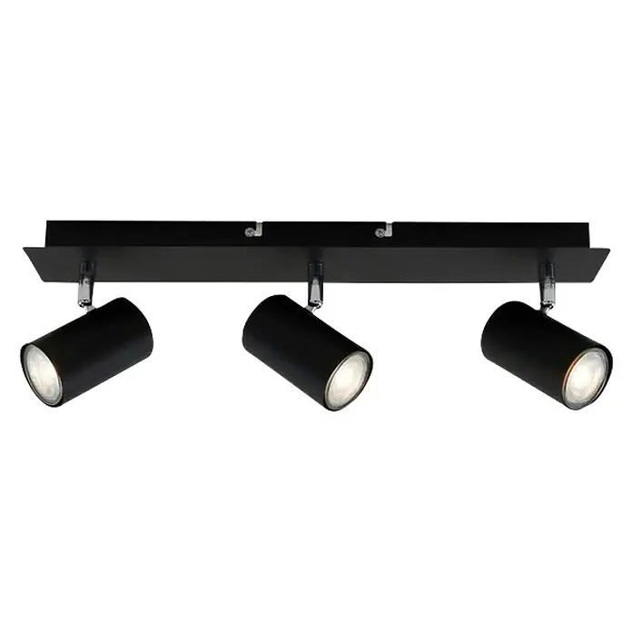 Briloner Regleta Run - 40 W, 3 ud., L x An x Al: 80 x 450 x 123 mm, Negro, GU10 - Vista frontal