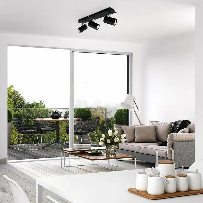 Briloner Regleta Run - 40 W, 3 ud., L x An x Al: 80 x 450 x 123 mm, Negro, GU10 - Foto ambiente