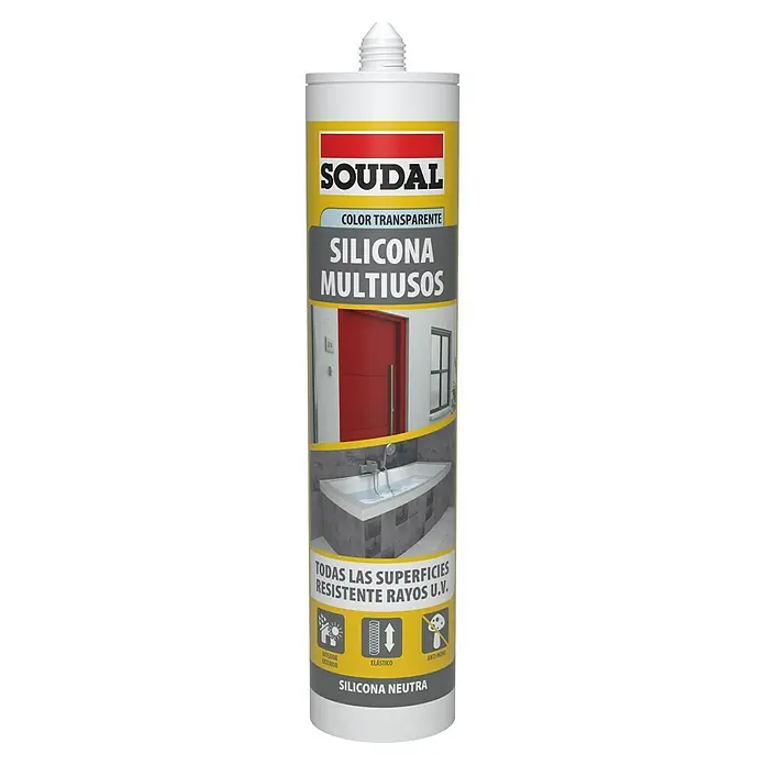 Soudal Silicona Neutro Multiusos - Transparente, 290 ml - Vista frontal