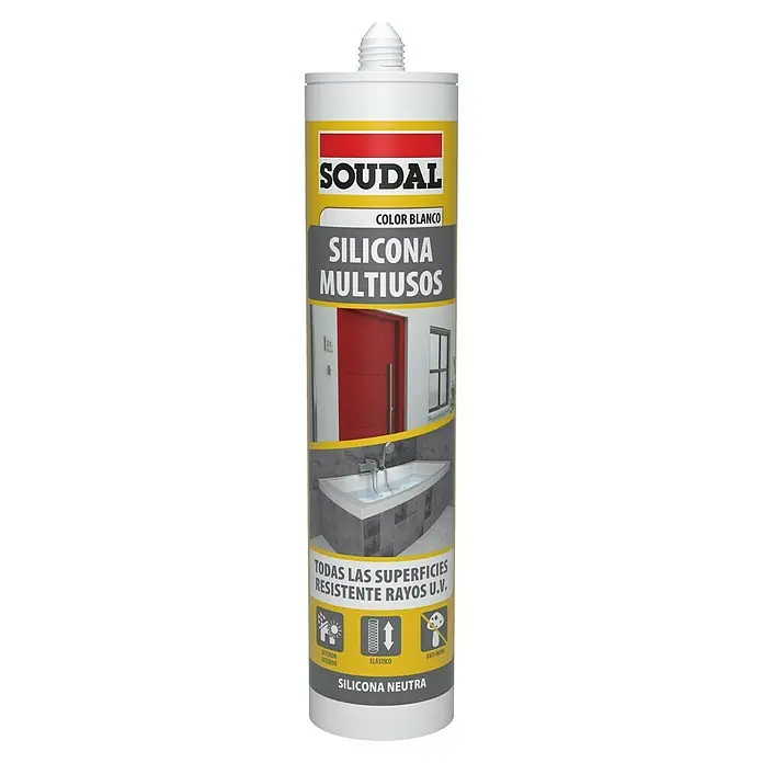 Soudal Silicona Neutro Multiusos - Blanco, 290 ml - Vista frontal