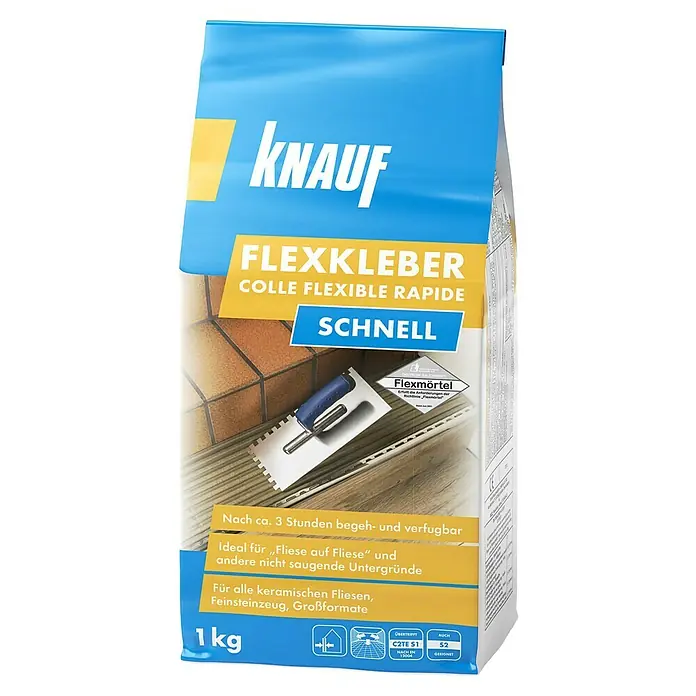Knauf Flexkleber Schnell - 1 kg, Begehbar nach: 3 h - Vorderansicht