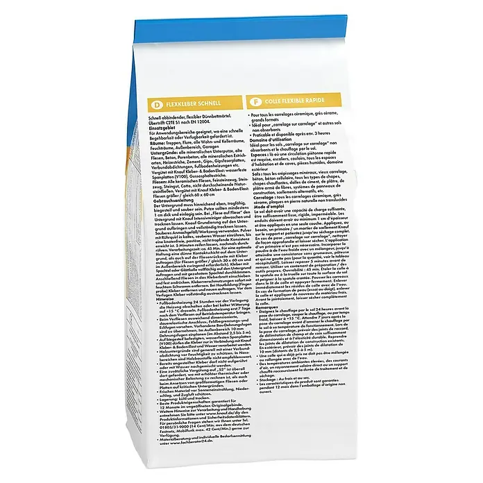 Knauf Flexkleber Schnell - 1 kg, Begehbar nach: 3 h - Rückansicht