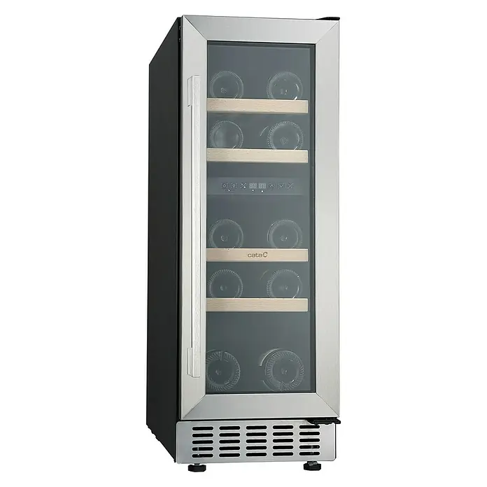 Cata Vinoteca de instalación integrada VI 30117 X - 17 botellas, L x An x Al: 56,7 x 29,5 x 82,7 cm, Negro/Inox - Vista angular