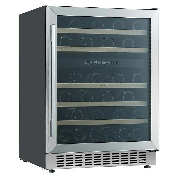 Cata Vinoteca de instalación integrada VI 59082 X - 46 botellas, L x An x Al: 57 x 59,5 x 82,5 cm, Inox/Negro - Vista angular
