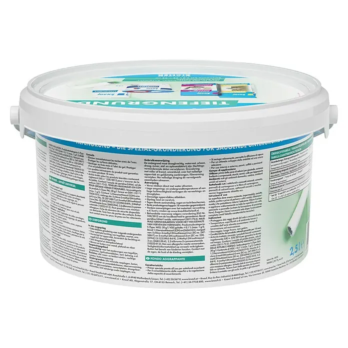 Knauf Tiefengrund - 2,5 l, Lösemittelfrei, Weichmacherfrei, Emissionsarm - Rückansicht